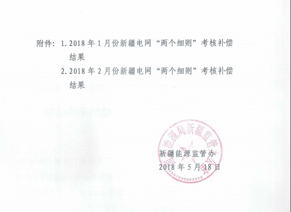 2018年1、2月新疆電網(wǎng)“兩個(gè)細(xì)則” 考核補(bǔ)償情況（光伏）