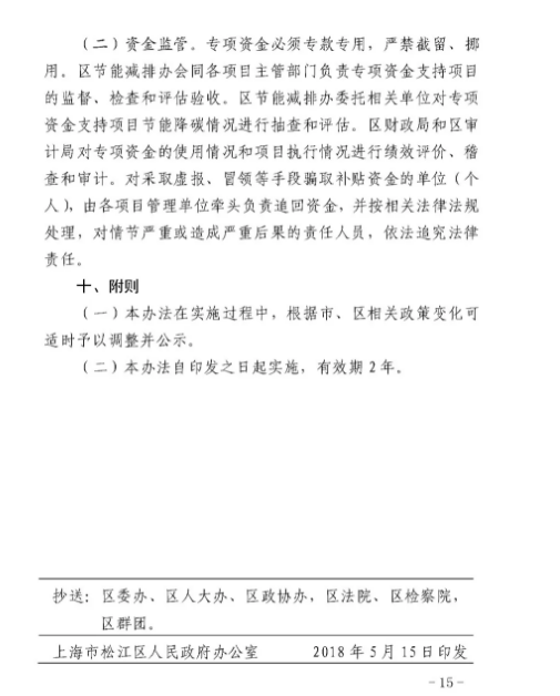 上海松江：400kw以上分布式光伏項目可獲0.2元/度補(bǔ)貼 連補(bǔ)2年